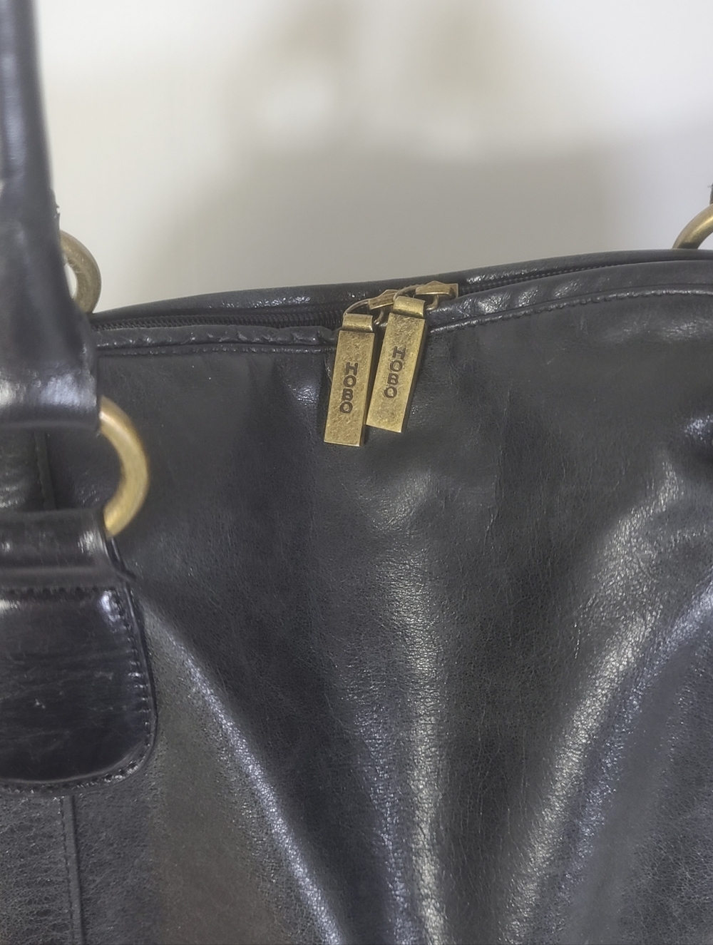 Vintage HOBO Int'l Extra Large Slouchy Leather Tote Bag In Black - Picture 5 of 16